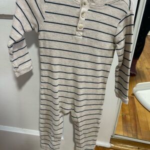 Old Navy Cream and Black Striped Baby Romper